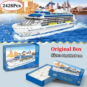 2428Pcs Cruise Liner Schiff Segelboot Modell Bausteine DIY Diamant Mini Micro Ziegel Zusammengebautes Spielzeug für Kinder Jungen geschenke Geschenk