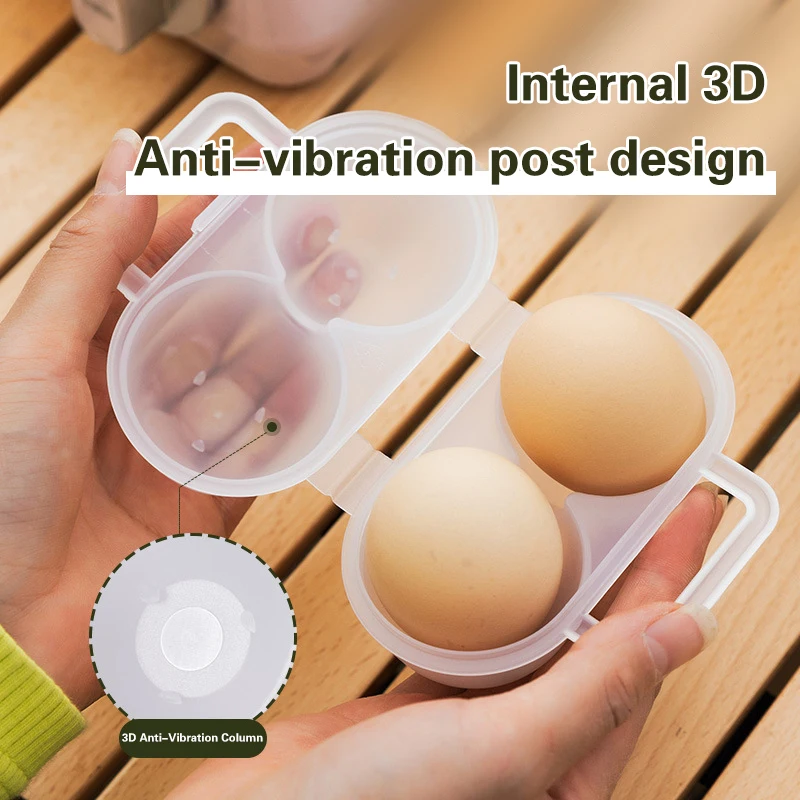 4PCS Egg Storage Box Outdoor 2 Compartments Egg Carton Convenient Drop-proof Handheld Egg Carton Camping Shockproof Storage Box