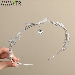 AWAYTR Luxury Diamond Pendant Headbands Alloy Olive Wreath Headband Rhinestone  Hair Accessories For Women Trends