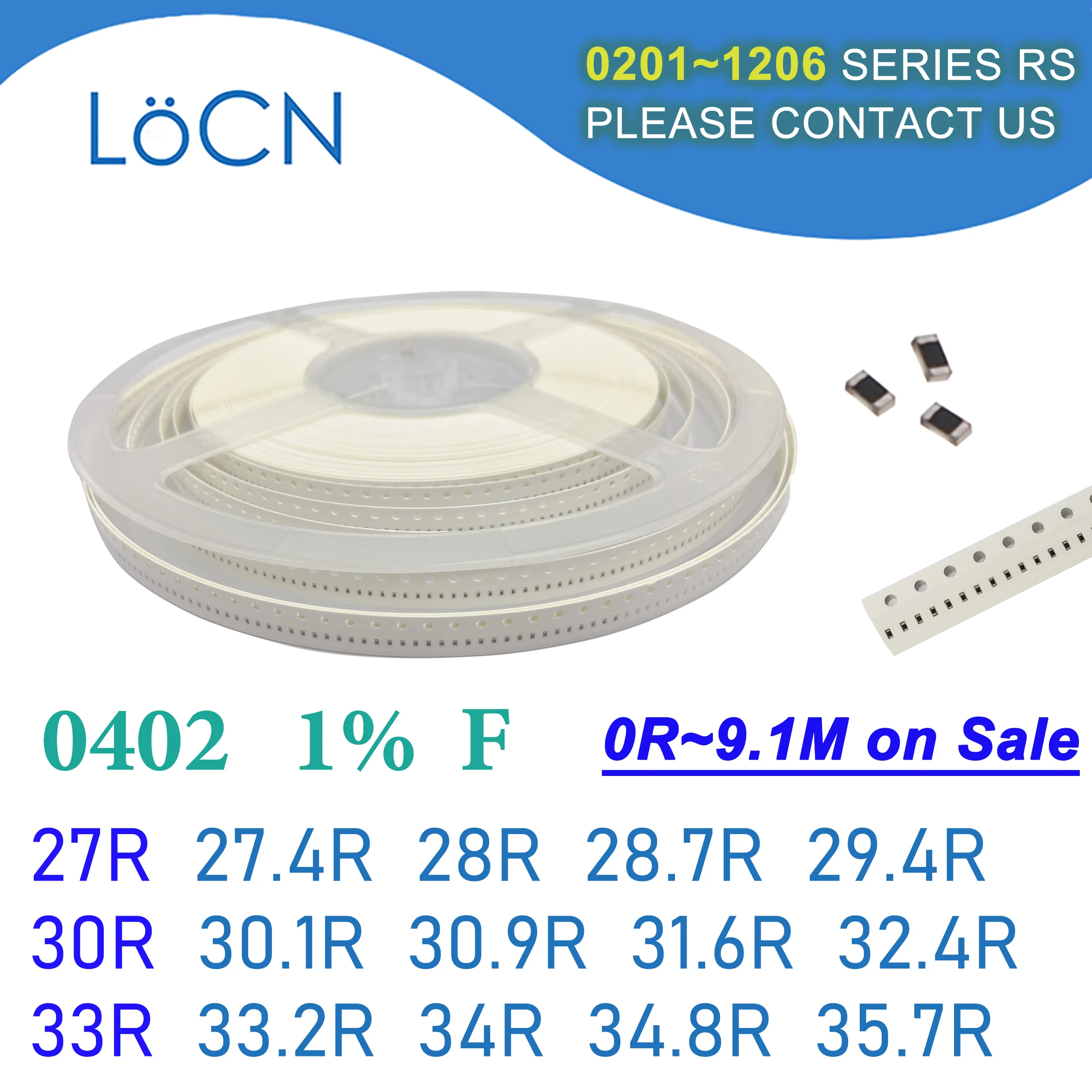 

0402 1% 10000 шт. SMD резистор F 27R 27.4R 28R 28.7R 29.4R 30R 30.1R 30.9R 31.6R 32.4R 33R 33.2R 34R 34.8R 35.7R 1005 Ом