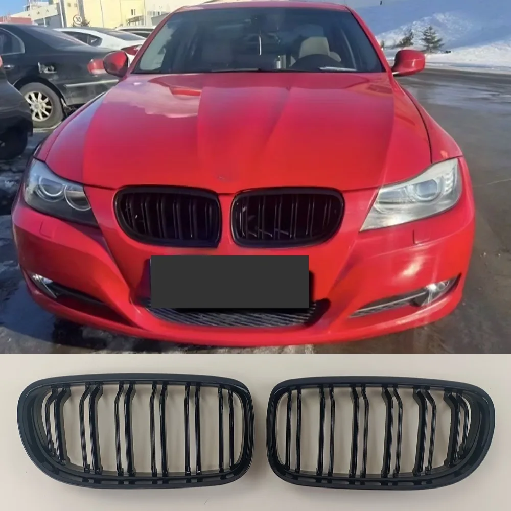 

Для BMW 3-Series E90 E91 2009-2012 аксессуар глянцевый черный 2-линейный комплект настройки передней впускной решетки сетчатый корпус