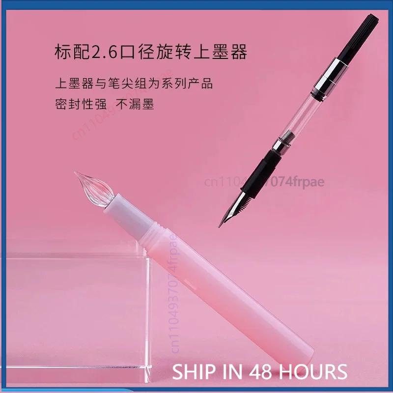 For MOONMAN N6 2-in-1 Fountain Dip Pen Resin Body Replaceable Glass Nib Multi-functional Student Handwriting Pen