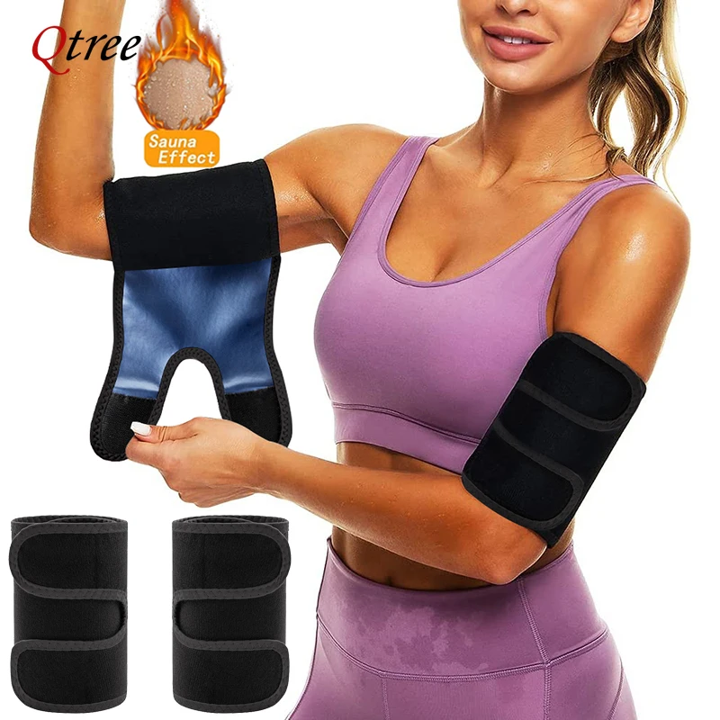 Qtree Arm Trimmers Sauna Sweat Bands for Women One Pair Arms Slim Shaper Wraps Slimmer Trainer Sleeves Workout Slimming Corset