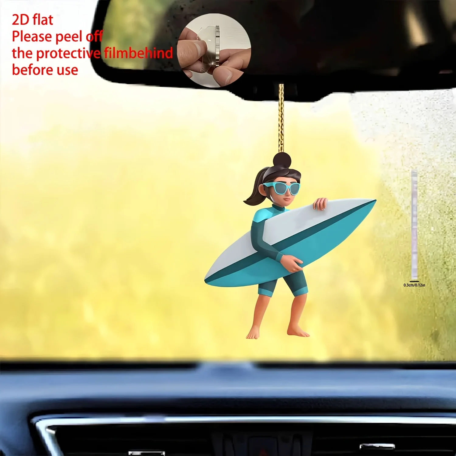 

Surfer Girl Pendant Keychain,Sport theme 2D Flat Acrylic Ornament Charms,Hanging Decoration for Car,Bagbacks,Festive,Party,Gift,