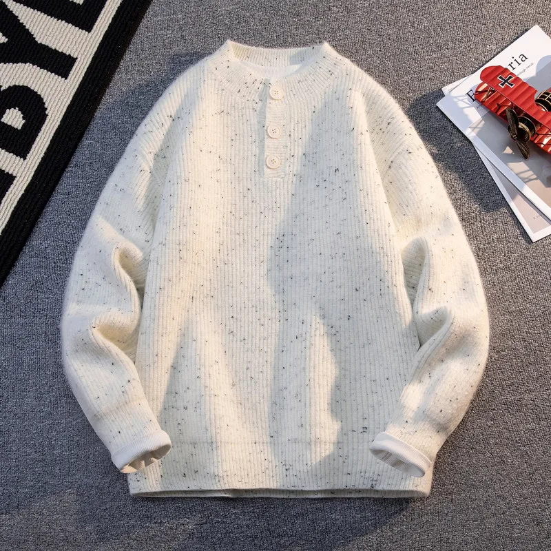 

Casual Loose Long Sve Knitted Sweater Men's Faionable Bot irt Autumn Winter New Sle Comfortable Soft Knitwear Top