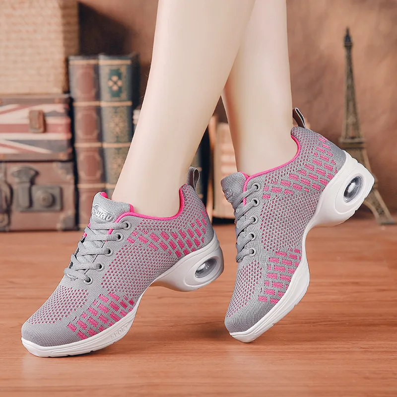 2022 Fashion Sneakers Dansschoenen Voor Vrouwen Ing Geweven Mesh Comfortabele Moderne Dansschoenen Meisjes Dames Outdoor Sport Schoenen