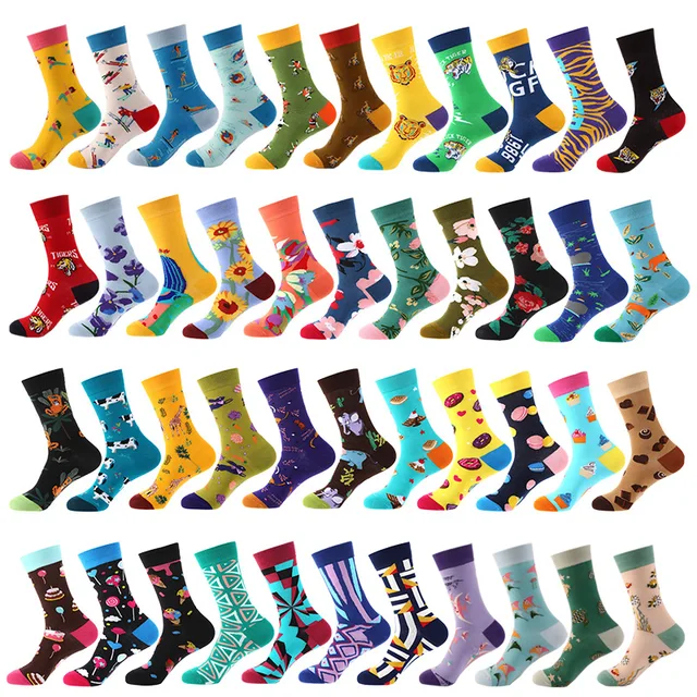 Cartoon Fruit Animal Cake flower Mixed Colors, Pure Cotton, INS Fashion Brand, Net Red, Casual Fashion Socks dla mężczyzn i kobiet