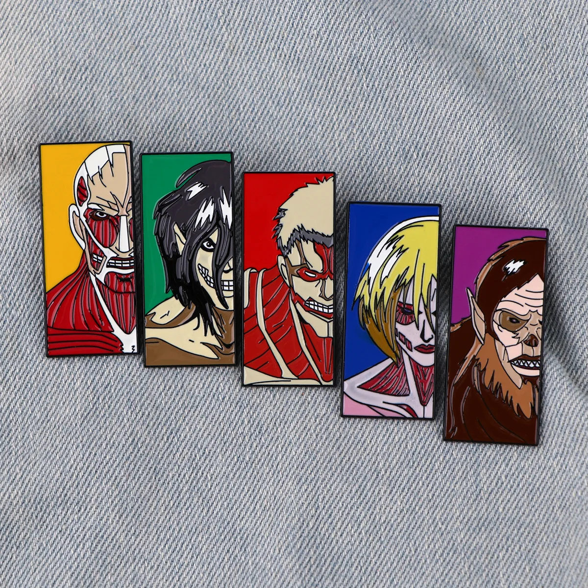 5pcs Anime Attack Titan Cartoon Enamel Brooch Funny Founding Titan Metal Badge Lapel Pin Cosplay Jewelry Accessories Fan Gifts image 3