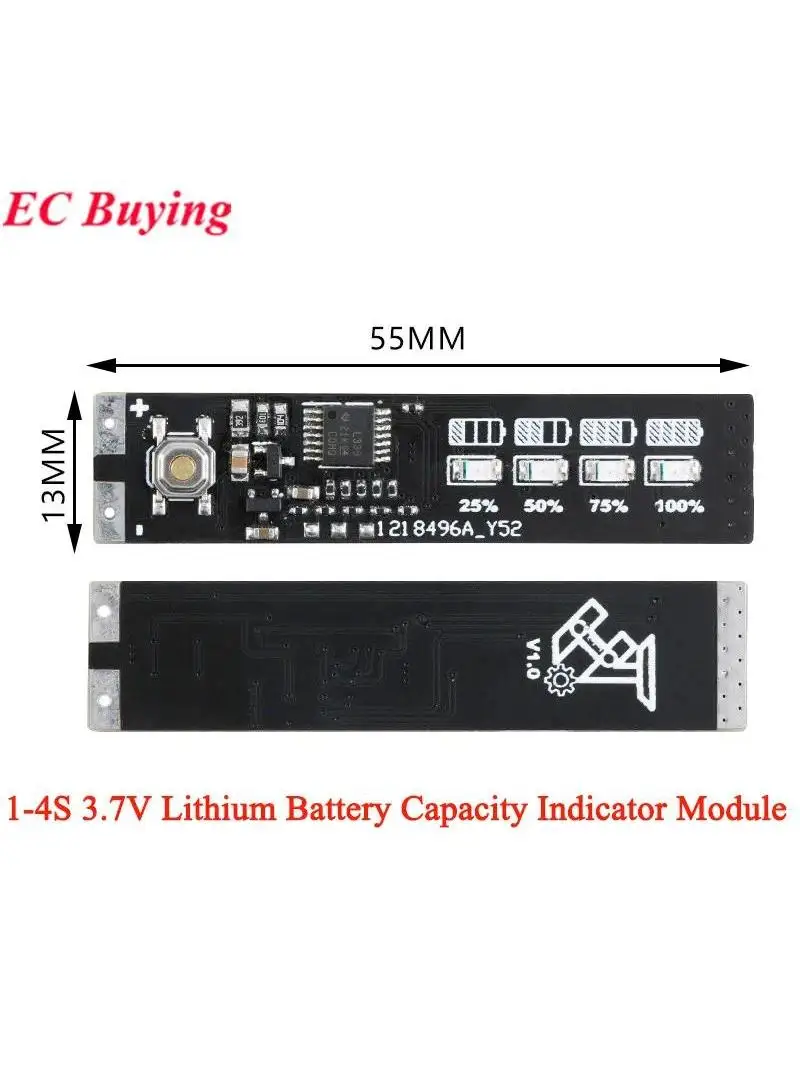 1-20 szt. Moduł wskaźnika poziomu napięcia baterii litowej 3,7V 1-4S, tester mocy pojazdów elektrycznych 1S/2S/3S/4S, akumulator litowo-jonowy — zdjęcie 2
