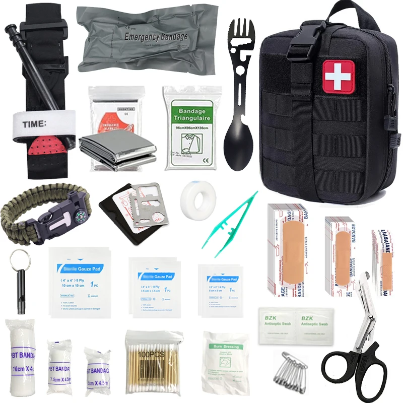 204 Survival First Aid Kit Bags Outdoor Gear Emergency Kit Trauma Bag Camping Boating Hiking Home Car