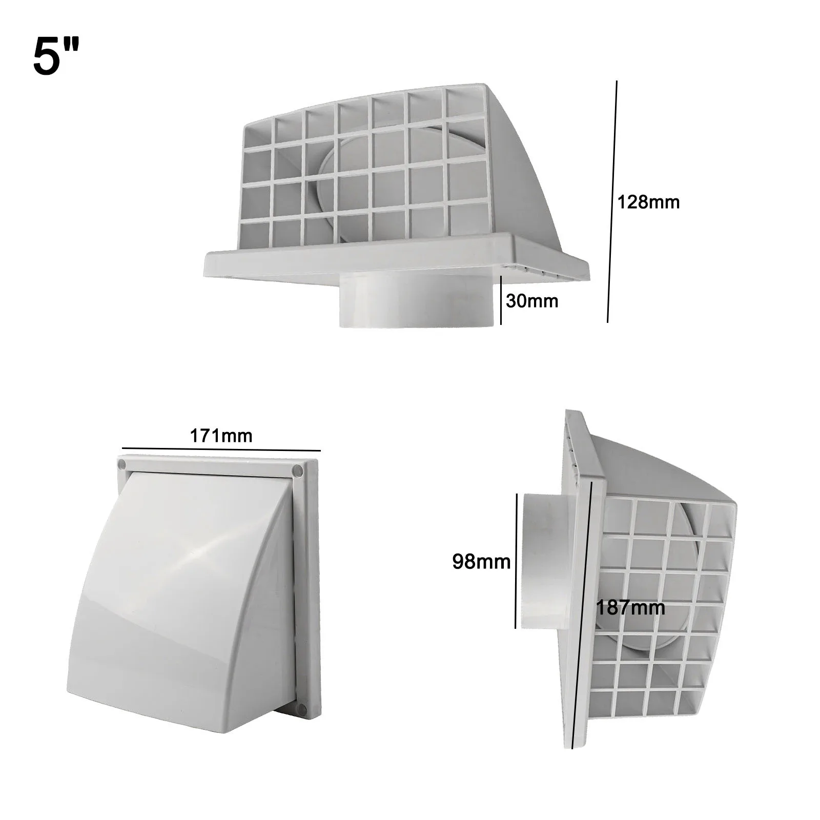 Filtro de banheiros, duto de saída de ar, à prova de intempéries, parede externa, grade de ventilação, flange de filtro, plástico abs de alta qualidade