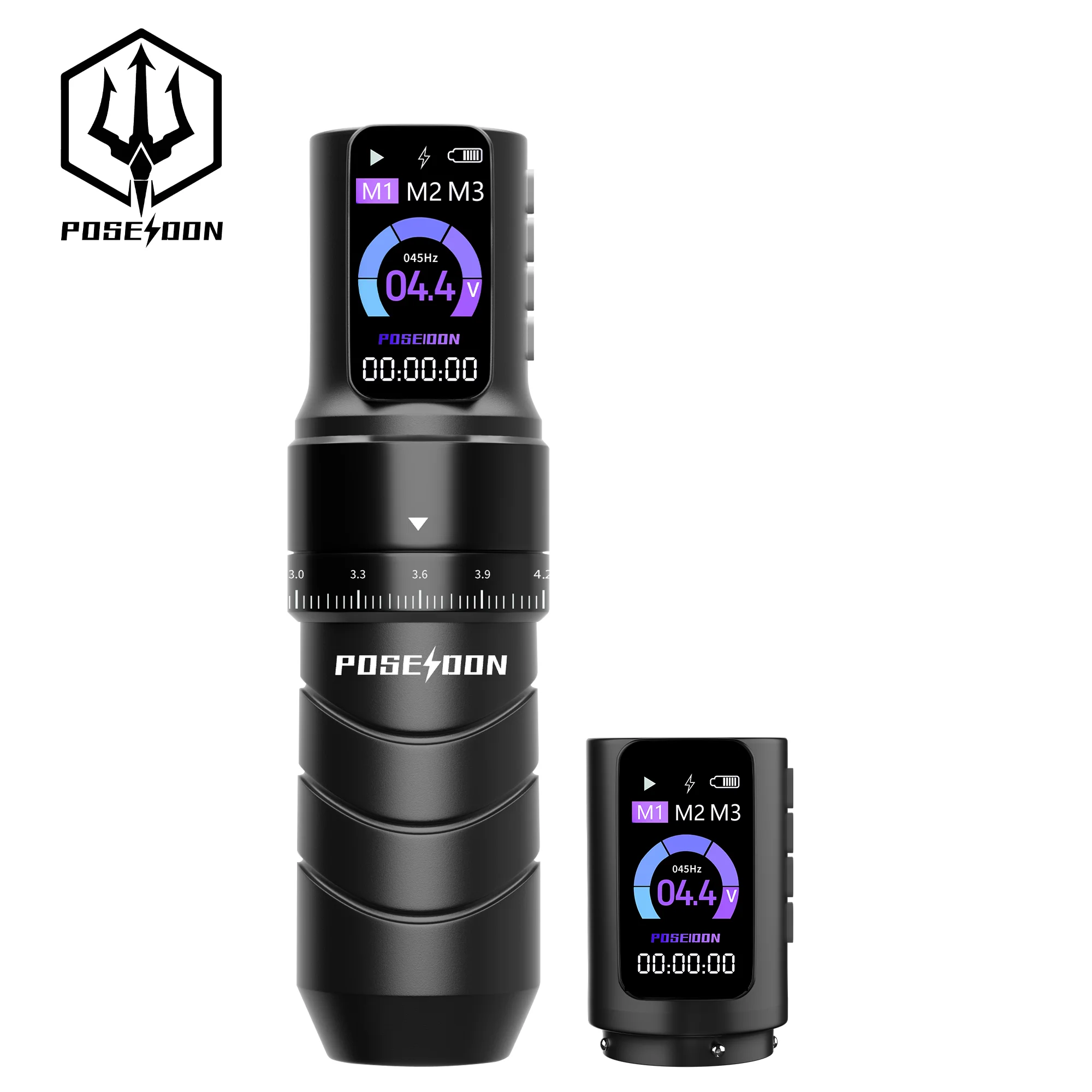 POSEIDON Wireless Tattoo Machine 2 Tattoo Power Supply 2300mAh Tattoo Pen Adjustable Stroke 2.4-4.2mm for Tattoo Artist