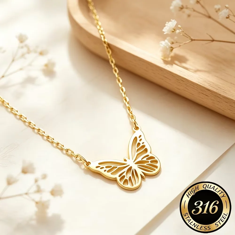Openwork Butterfly Pendant Nec - Butterfly Pendant Necklace ulasan dan harga