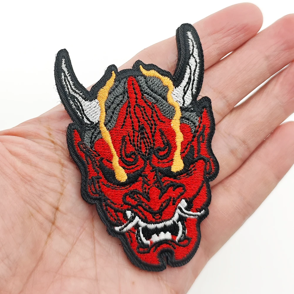 Parche Bordado Máscara Hannya Demonio ONI Japonés | Insignia Moral Táctica DIY Velcro | Para Ropa, Mochilas, Gorras y Chaquetas