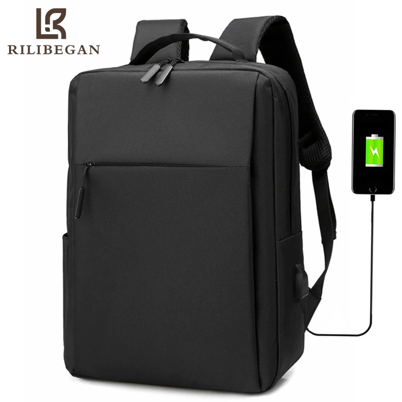 Zaino da uomo per Laptop da 15.6 pollici zaino da viaggio in Nylon per Laptop da uomo zaino da scuola per Computer con ricarica Usb borsa