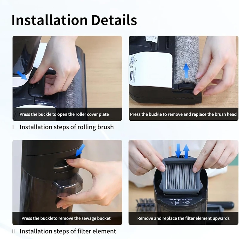 A44F-7PCS فرشاة دوارة للمكنسة الكهربائية ومجموعة ملحقات الفلتر لاستبدال المكنسة الكهربائية Tineco Ifloor 3 Floor One S3