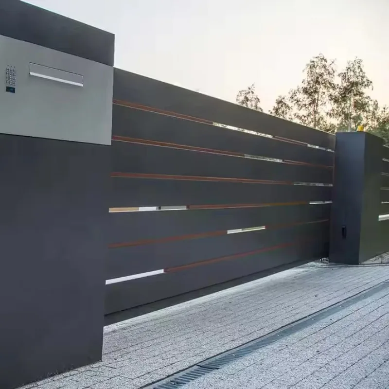مدخل أوروبي أوتوماتيكي أسود سكني درب حديث خاص فاخر مزدوج سوينغ بوابة درب #3