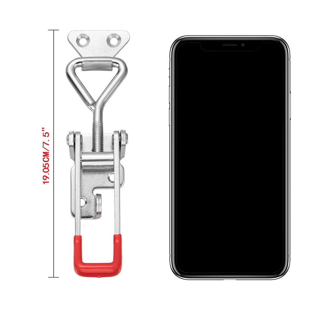 2pak Heavy Duty Adjustable Toggle Latch Clamp With Lock Hole 300Kg 660Lbs Holding Capacity 7.5inch Silver