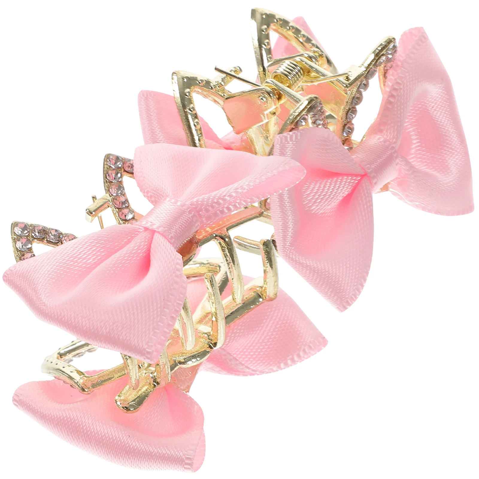 

2Pcs Bow Claw Clips for Girls Women Small Metal Hairpins Pink Lightweight Portable Travel Party Use Hair Care