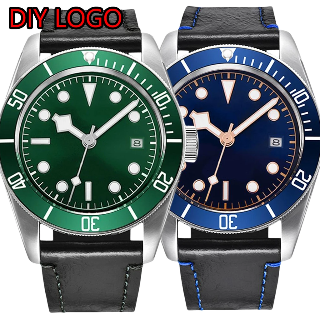 

Goutent 41mm Silver Sterile Dial NH35 Automatic Mens Watch Mechanical 100m Waterproof Sapphire Leather Strapp Wristwatch For Men