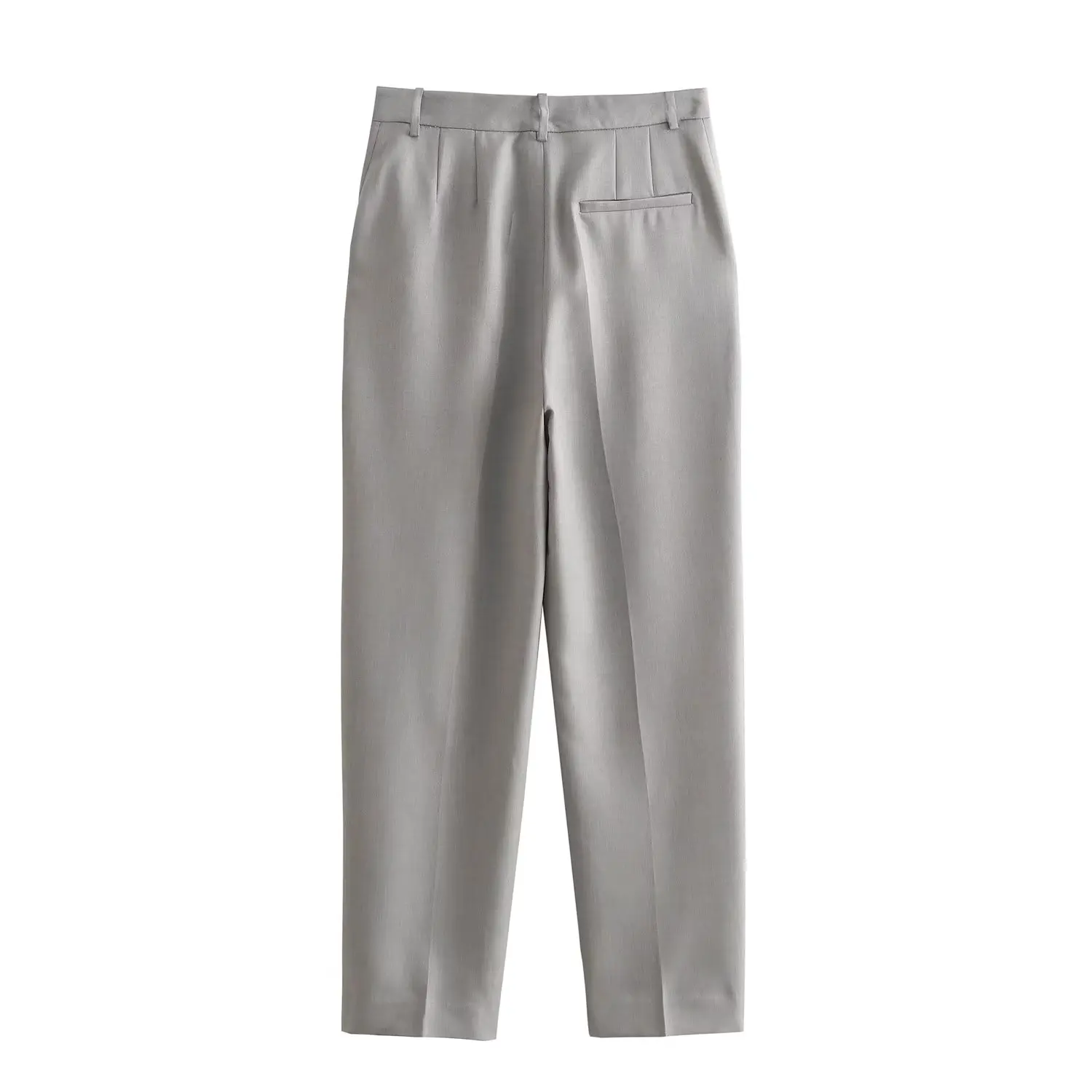 

Withered French Casual Commuter Suit Pants High Waist Office Ladies Straight Barrel Grey Cropped Pants Women