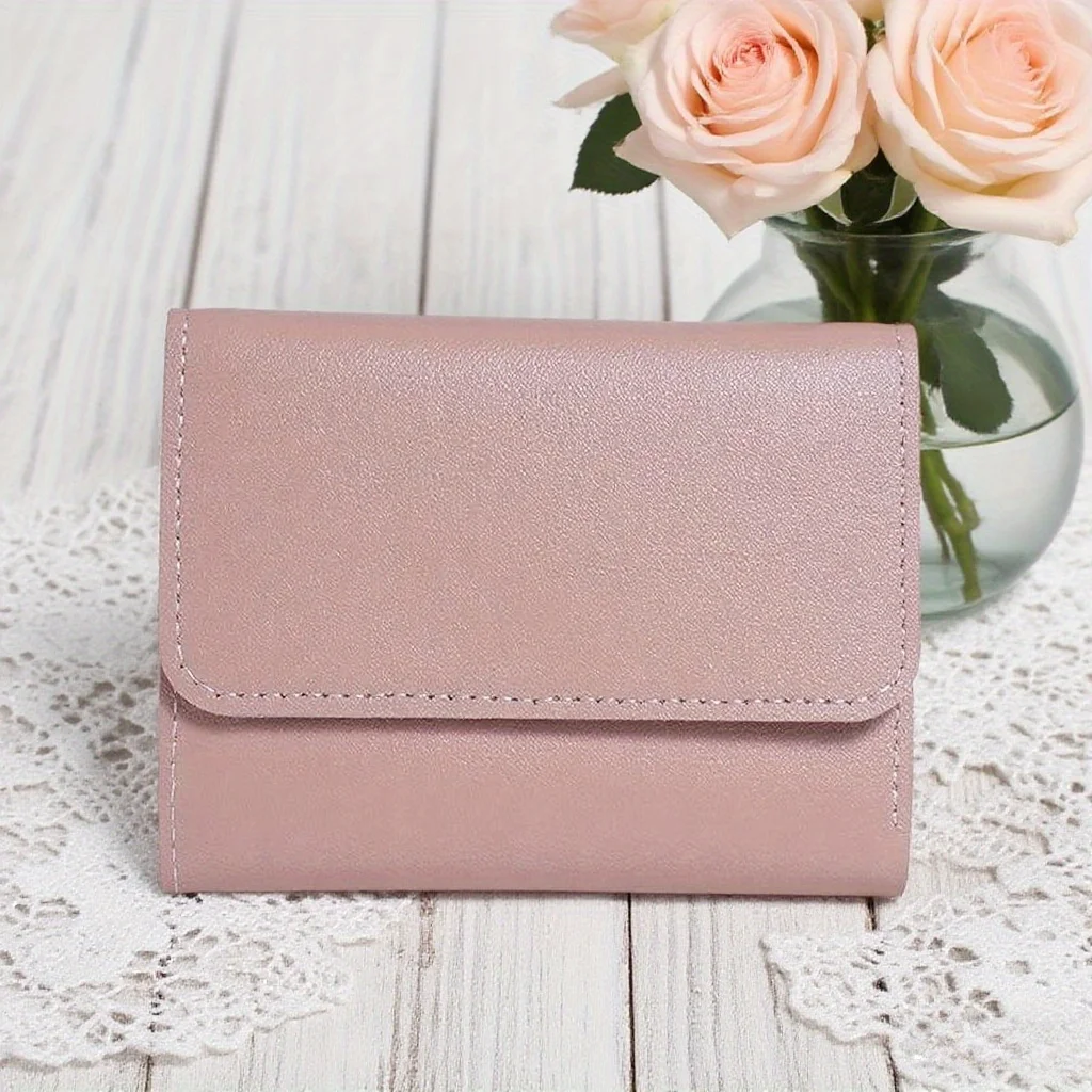 محفظة نسائية بسيطة وقصيرة، محفظة عملات معدنية لامعة رفيعة بثلاثة أضعاف، حامل تذكرة الطالب، حقيبة بطاقات متعددة الوظائف، لعيد الشكر