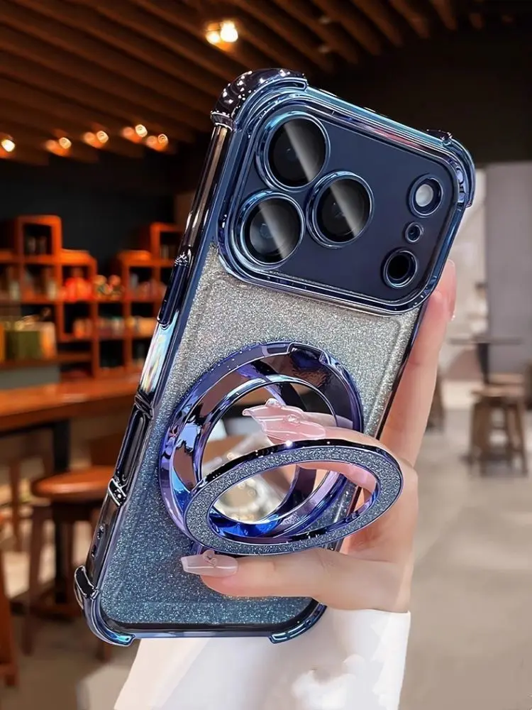 Luksusowe etui z brokatowym lustrzanym uchwytem i magnetycznym mocowaniem do OPPO A3 A5 A6 PRO A6X A79 A78 A38 A18 A17 A16 A1 A2 A3X A5X A98 A58 A54 — zdjęcie produktu 6