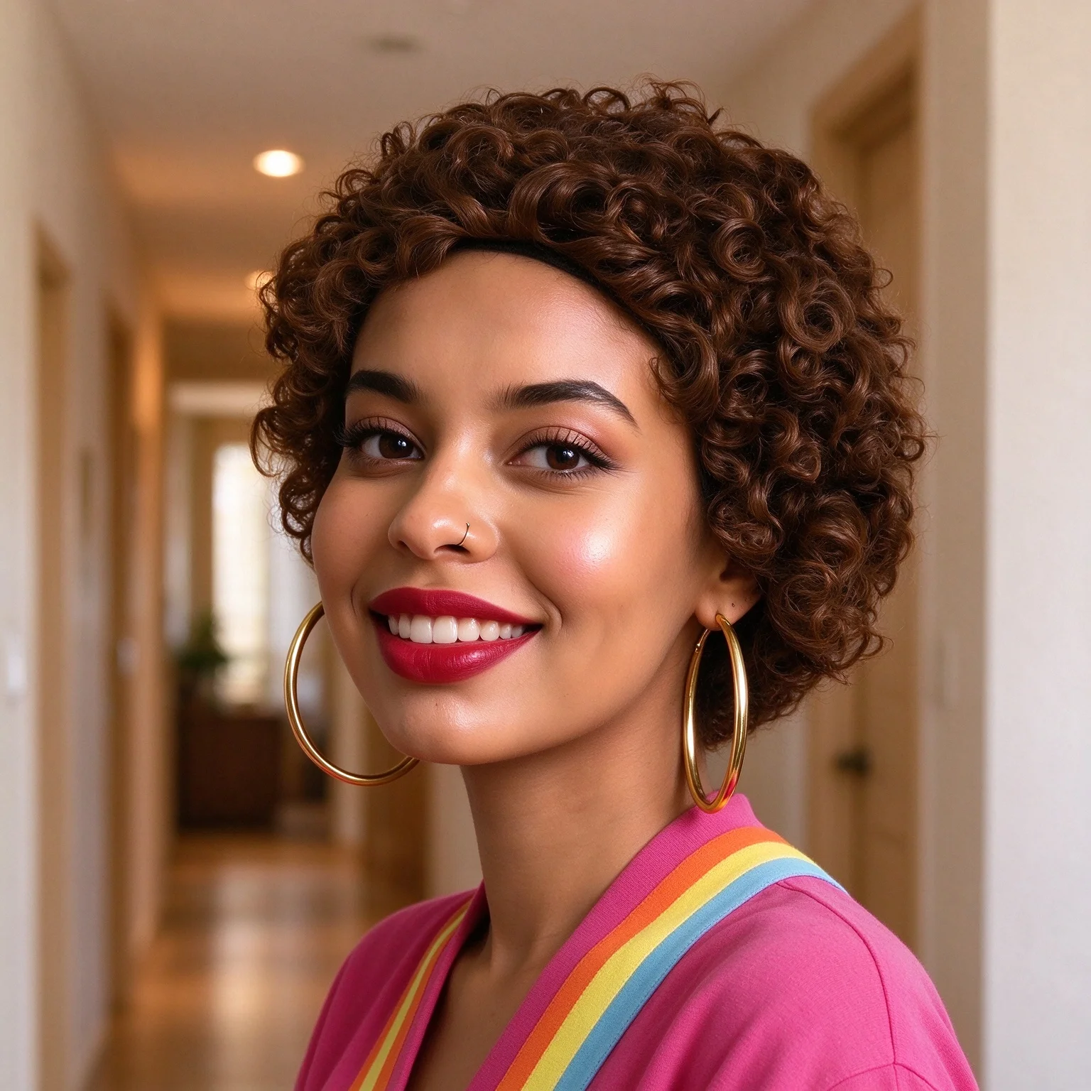 Natural Black Brown 4# Afro Kinky Curly Wig Human Hair -full machine Short Wig with Fluffy Voluminous Texture Hair Wig