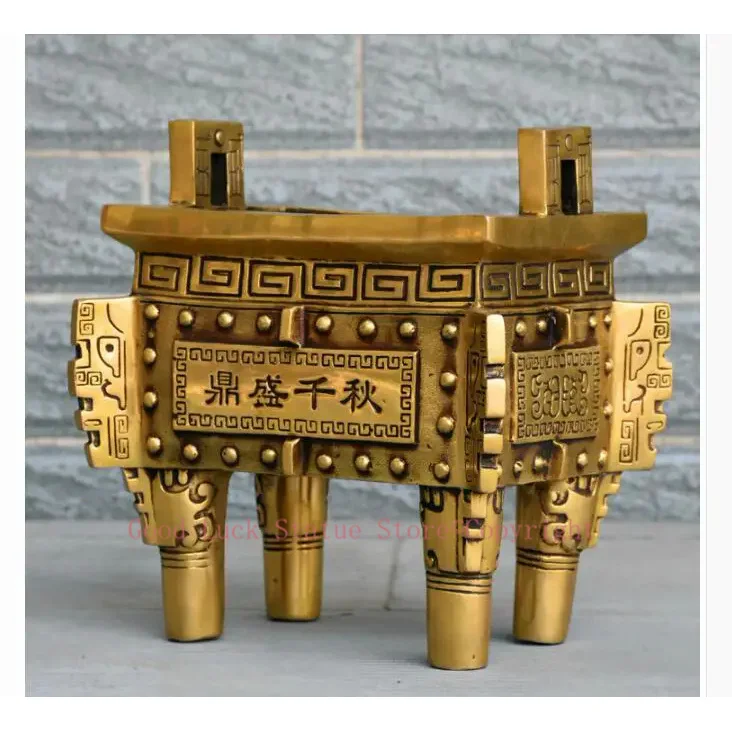 TOP GOOD 24CM Large - HOME Company shop fortune Mascot Money Drawing FENG SHUI lucky gilding bronze tripod censer statue