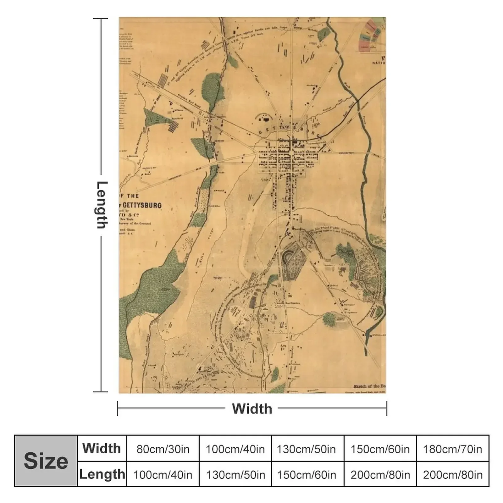 Vintage Battle of Gettysburg Map (1864) Throw Blanket Soft Plaid warm for winter Tourist Bed Blankets