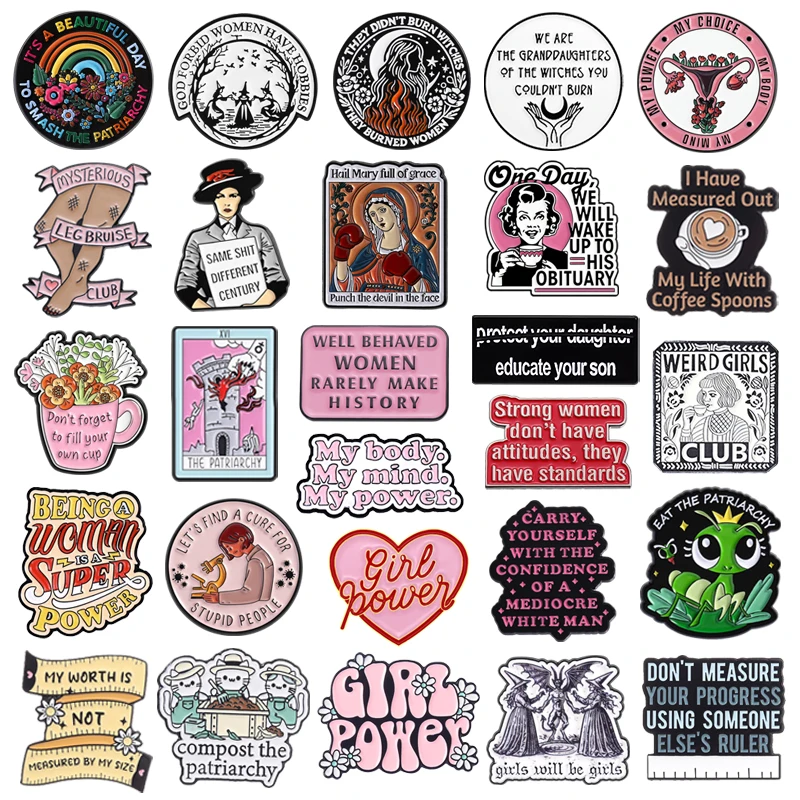 Pins Esmaltados Feministas Girl Power, Broches de Solapa con Diseño de Bury the Patriarchy, Joyería de Igualdad y Poder de Género, Regalos para Amigas