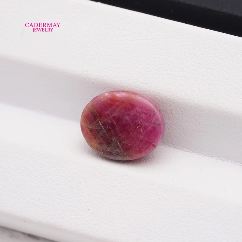 شهادة Cadermay NGTC روبي طبيعي 7.86ct كابوشون بيضاوي أحمر أحجار كريمة روبي طبيعية فضفاضة لصنع المجوهرات