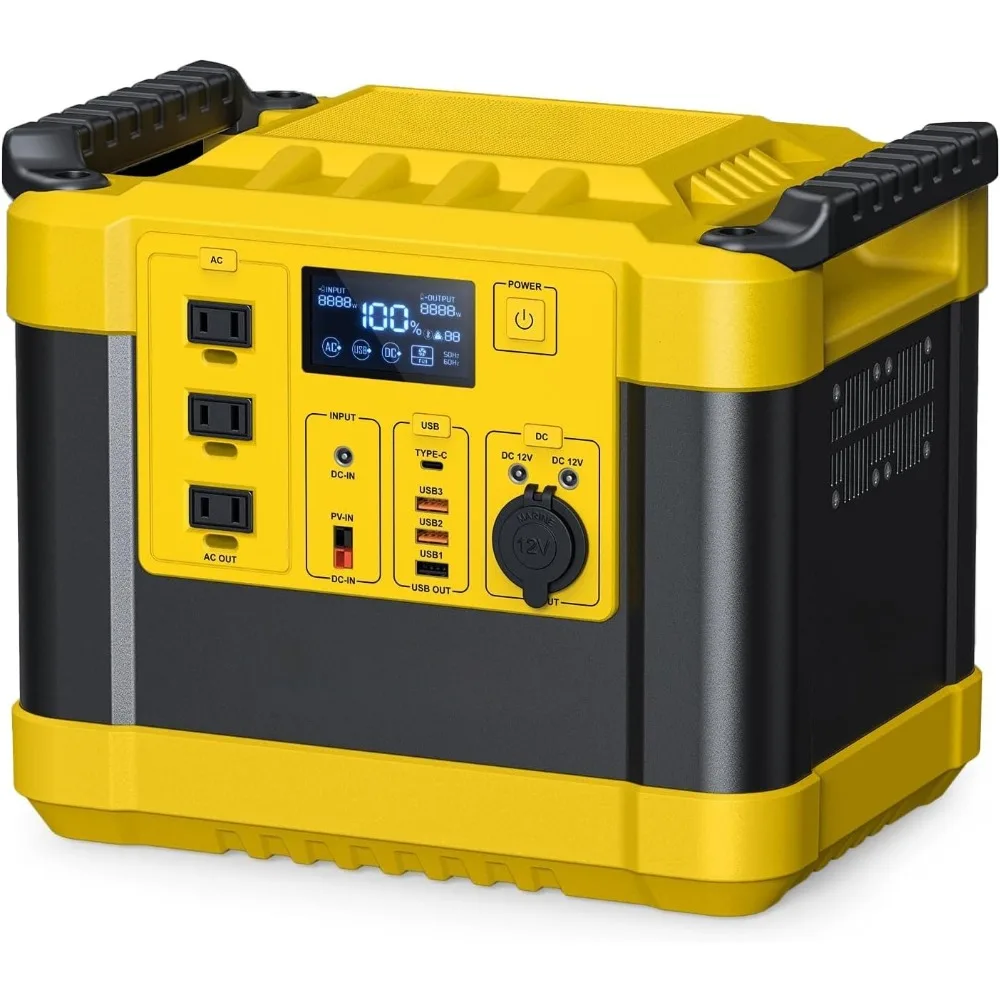 

Solar Generator, 1120Wh Power Station 3 * 1000W AC Outlets(2000W peak), 60W USB-C Output, Generator for Camping, CPAP