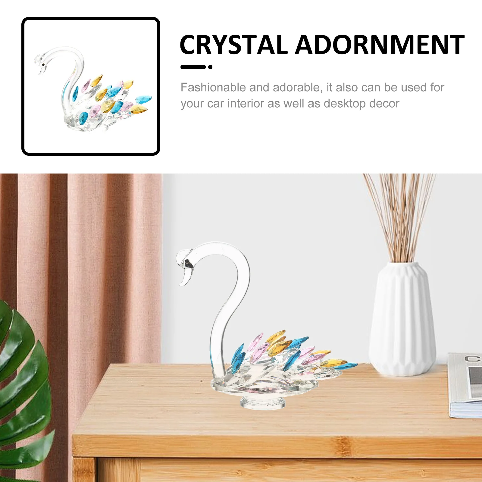 

Crystal Swan Table Decoration Creative Swan Statue Desktop Home Office Car Interior Ornament Crystal Decorations