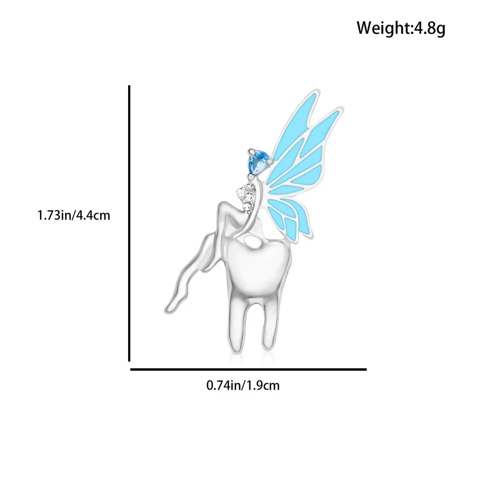 Hanreshe Creative Elf Tooth Pin Brooch Medical Dental Charm Lapel Zircon Crystal Badge Jewelry for Dentist Doctor Nurse