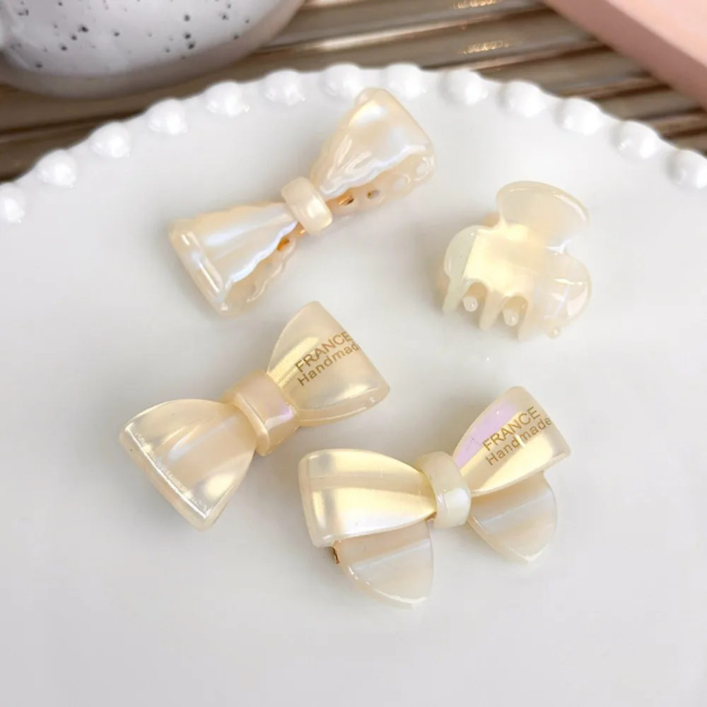 Simple Jelly Color Bow Hairpin Barrettes Side Clip Mini Hair Claw Top Clip Headwear Acetic Acid Hair Clip Ladies