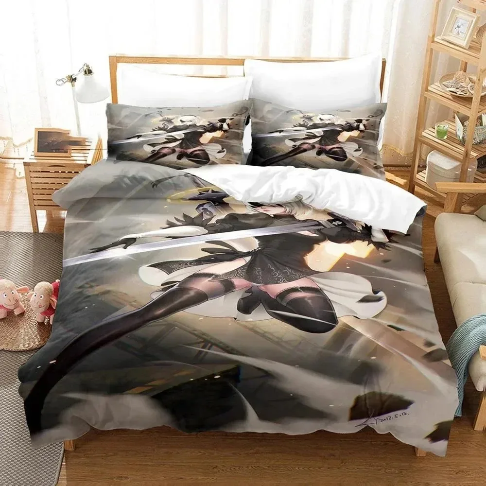 3D Print Game NieR Automata YoRHa No.2 Type B 2B Bedding Set Boys Girls Twin Queen Size Duvet Cover Pillowcase Bed Kids Adult