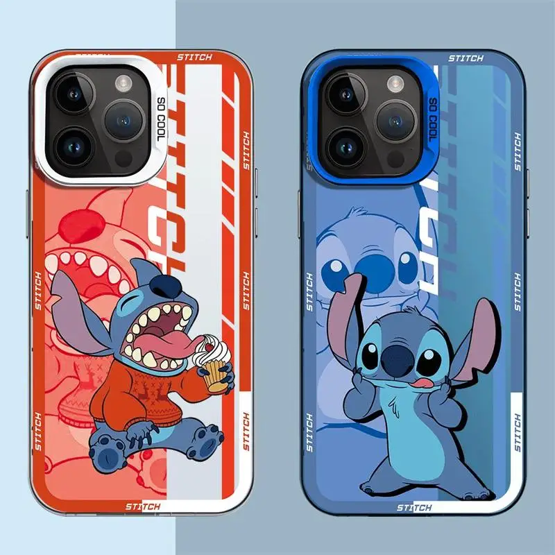 Stitch Mermaid Chip Dale Maleficent IMD Matte Phone Case for iPhone 15 14 13 12 Pro Max Plus Solid Cover Anti-Fingerprint Funda