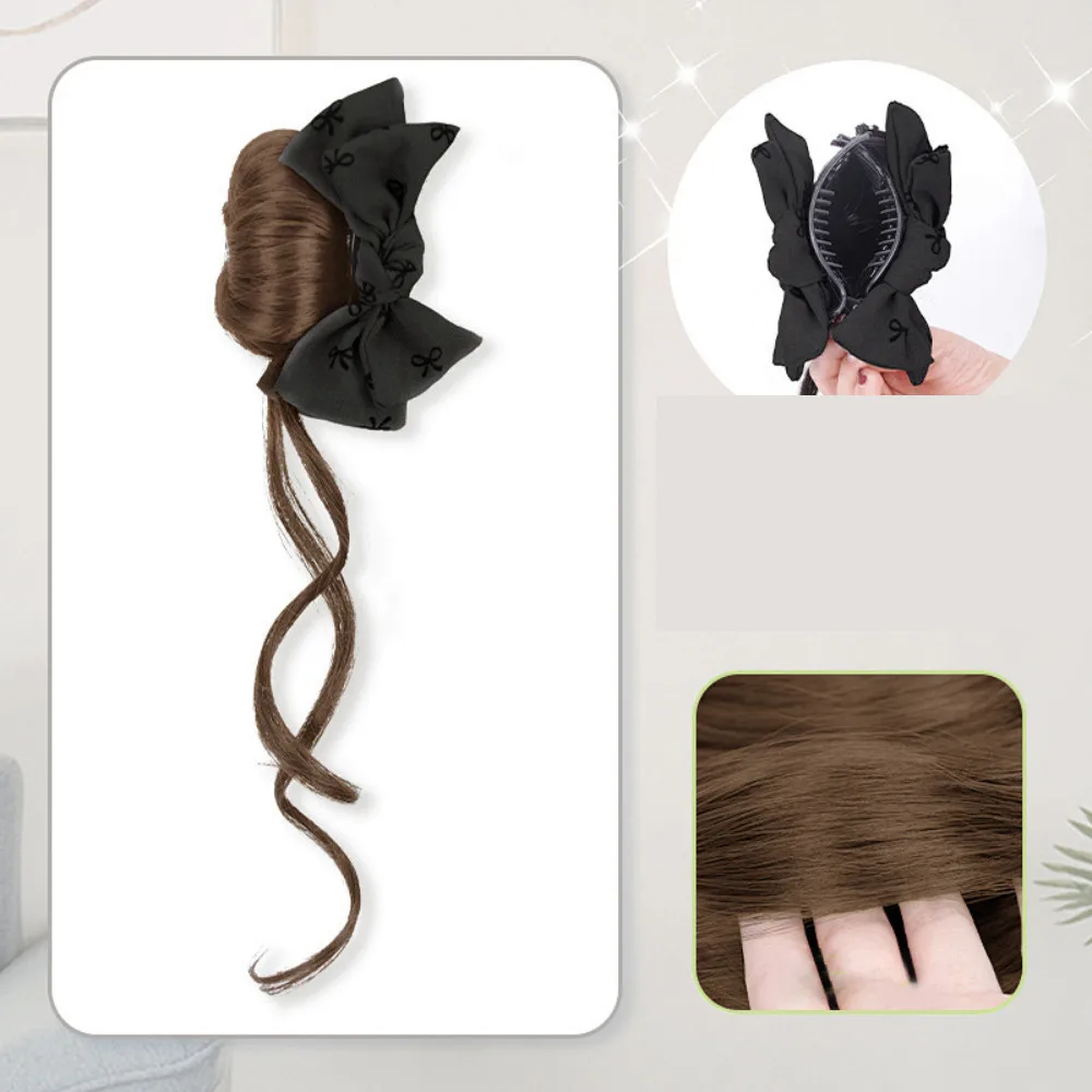 Ball Head Synthetic Wig Headband Bow Flower Head Hair Accessories Natural Hair Clips