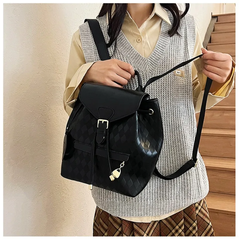 Women's Backpack 2026 Cross-Border New Casual Women's Bag Plaid Bag Commute Bag for Work and Travel Backpack