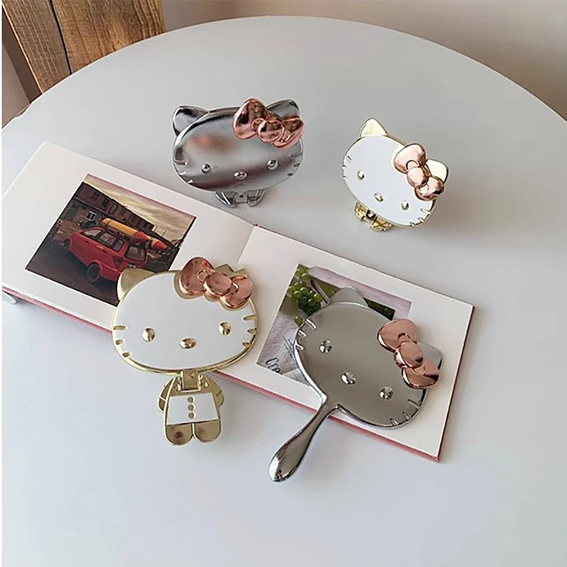 Miroirs de maquillage kawaii, figurines d'anime Hellokittys, miroir à main pliable et Portable, mignon, Décor de Table, cadeaux pour filles