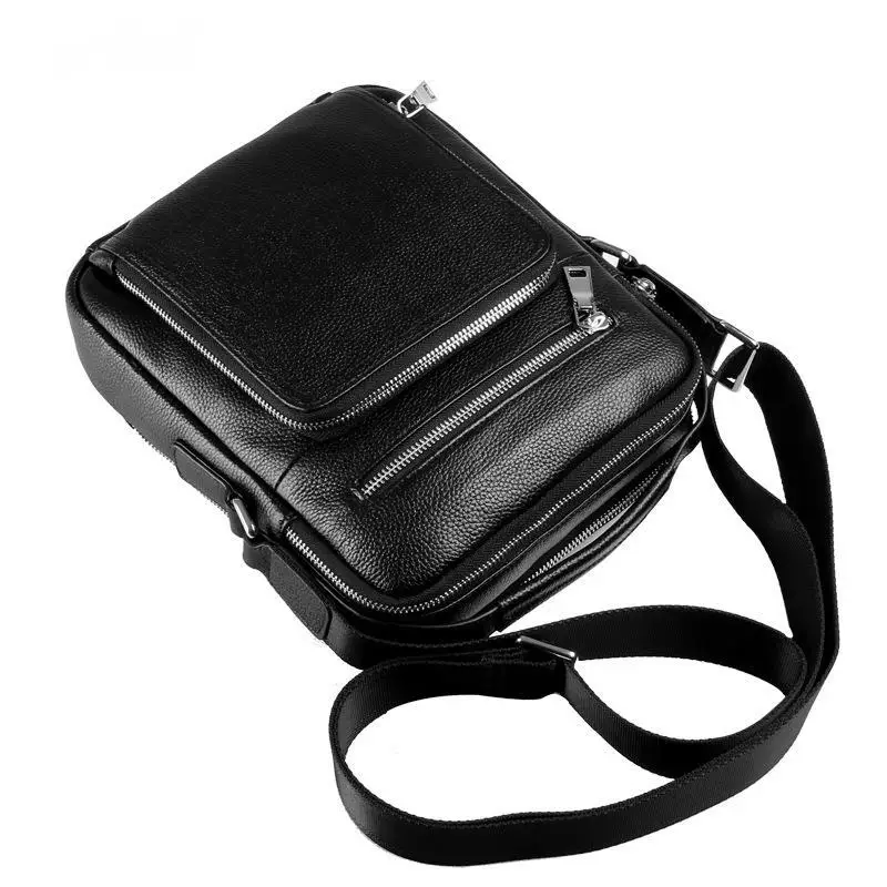 Factory Direct Sale Genuine Leather Single Shoulder Casual Crossbody Large Capacity Handheld Cowhide Men's Bag Trendy One Piece