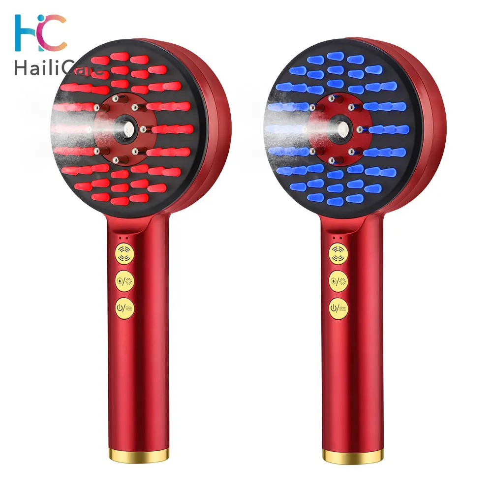 Electric Vibration Head Massage Comb Hair Follicle Mist Comb Scalp Oil Liquid Applicator LED Photon Anti Hair Loss Massager