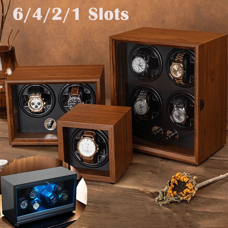 Luxury Brand Wood Watch Winder 6/4/2/1 Slots Automatic Watches Usb Power Box Jewelry Store Display Box Clock Storage Box