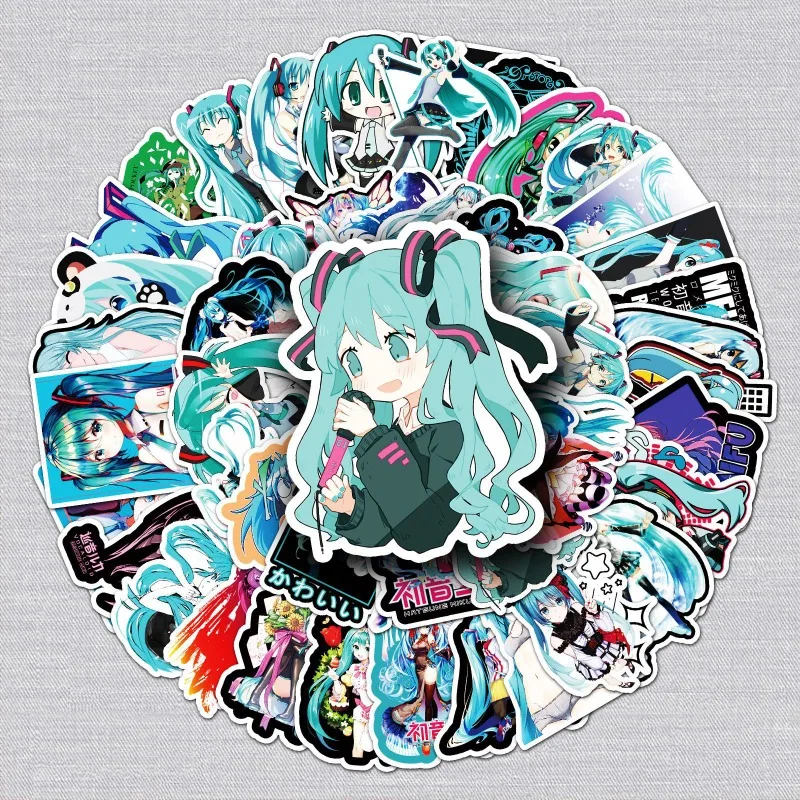 Hatsune Miku Graffiti Stickers Creative Cartoon Cute Fashionable Personalized High-Value Student Notebook Decorative Stickers - view 2