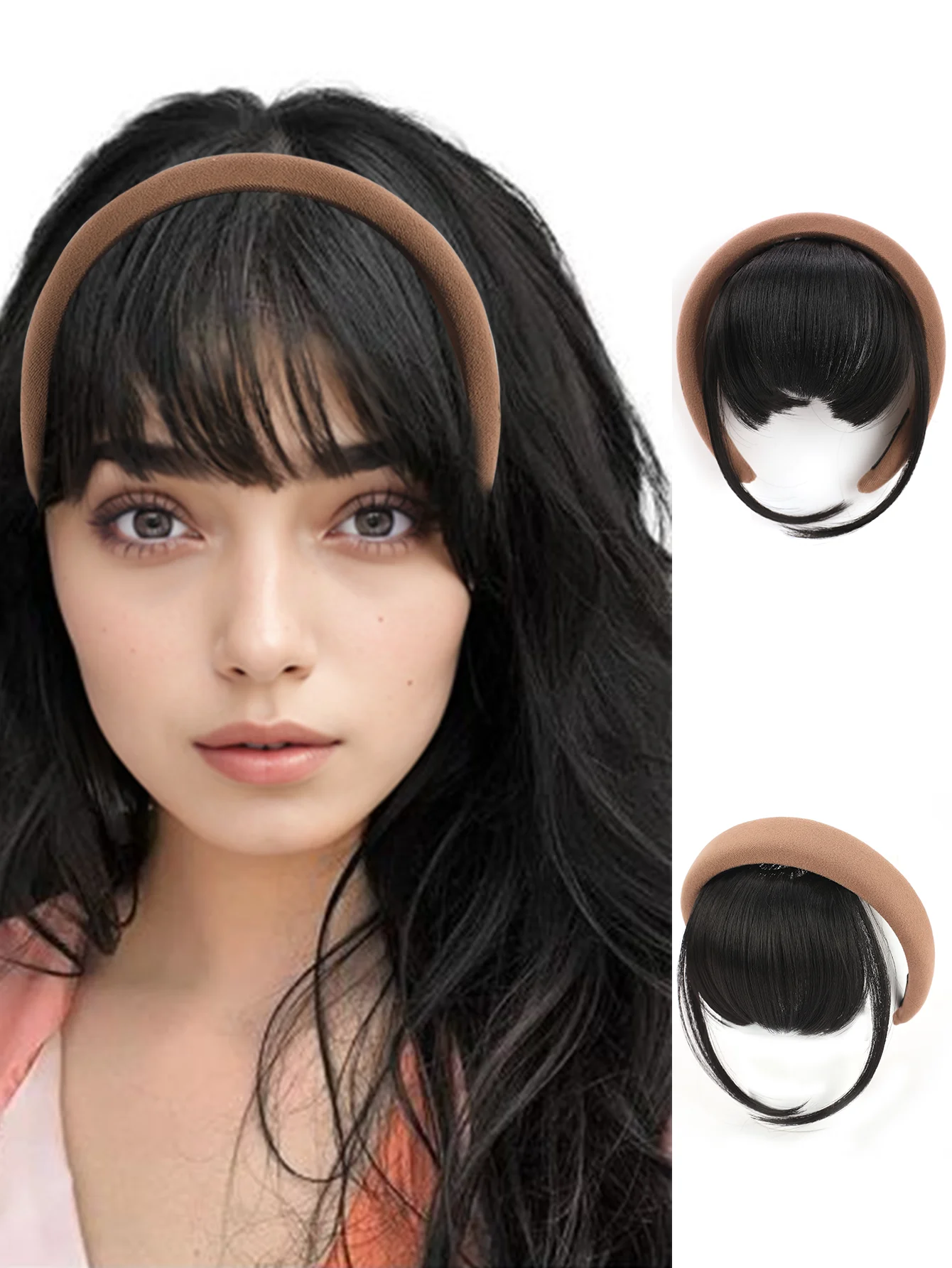 

Detachable Magic Paste Headband Synthetic Fake Bangs Hair , Synthetic Wigs Headband Bangs for Women Girls