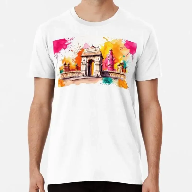 Camiseta con estampado de la India Gate en Nueva Delhi, con una explosión de colores, tallas S a 5XL, fabricada en AU, EE. UU.