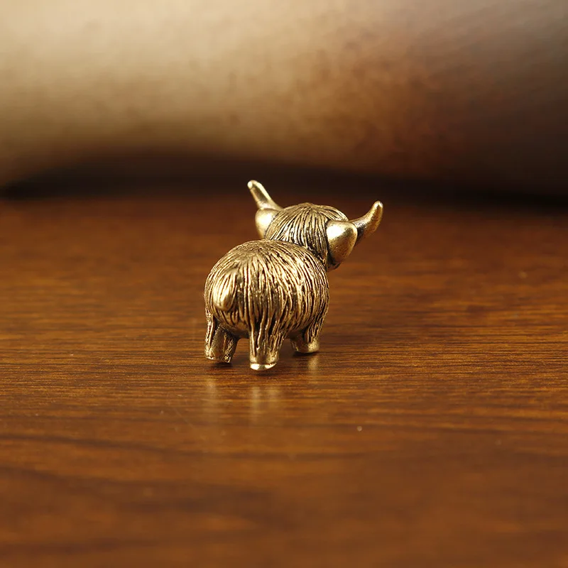 Messing Vintage Kleine Yak-Figur Miniatur-Tierstatue Büro-Schreibtisch Heimdekoration Cartoon Tierkreis-Ochsen-Handwerkskunst Skulptur Ornament Geschenk – Detail 7
