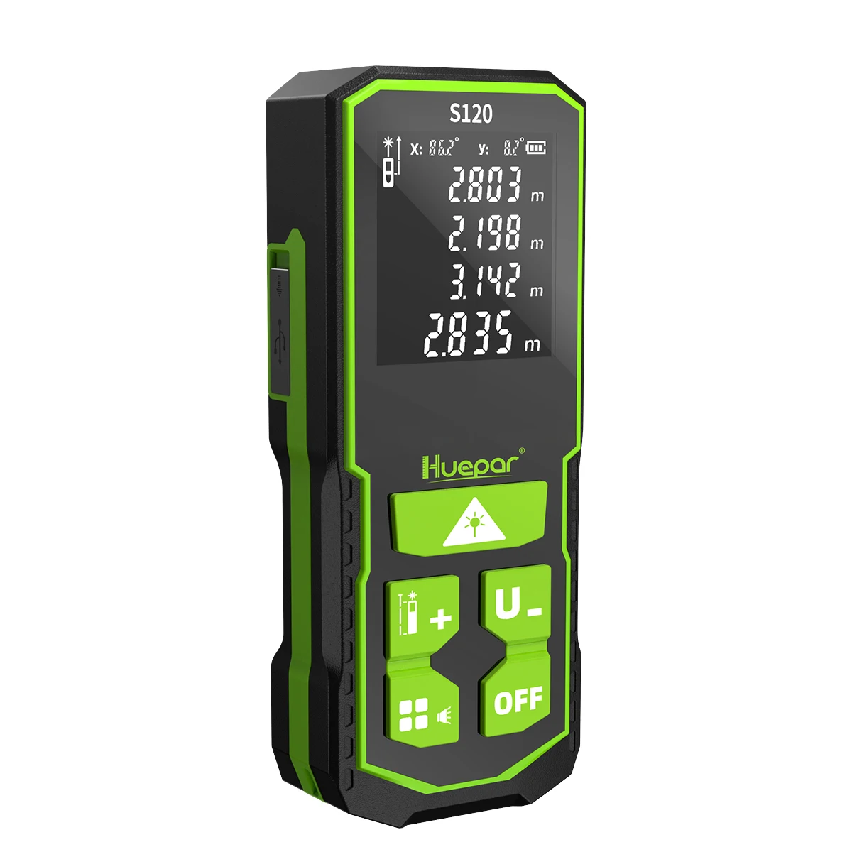 

Huepar Hot Sale Rechargeable Li-ion Battery Tpye-c Charge S120 Laser Level Distance Meter Outdoor Use