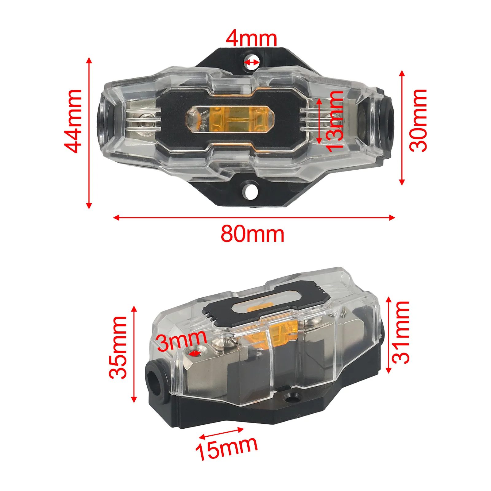40A Brass Fuse Holder for Car Audio For Amplifiers with Single Circuit Connection and Enhanced Insulation Features